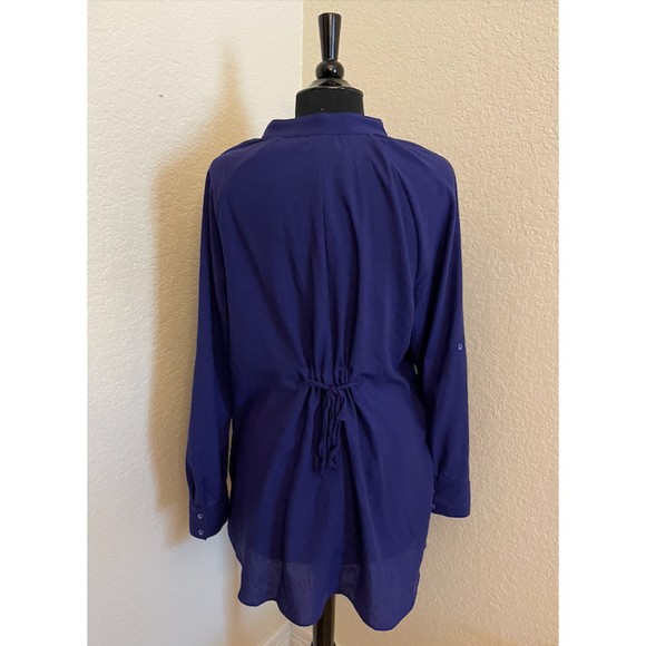 Nicole by Nicole Miller Tie Back Long Sleeve Tunic Button Shirt - Sz XL - Picture 1 of 7